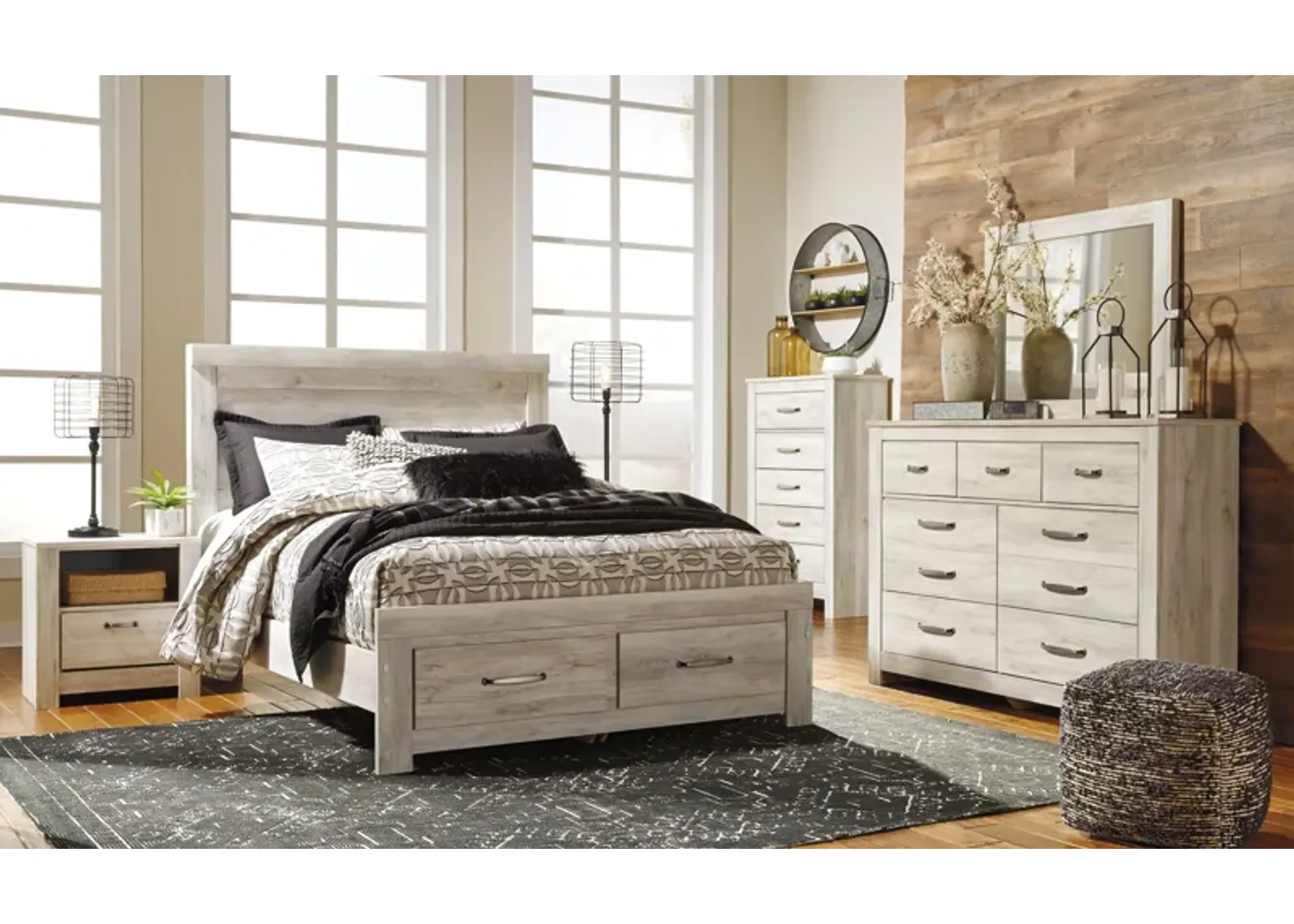 Bellaby - Dresser, Mirror, Platform Bed With Storage Drawers Set