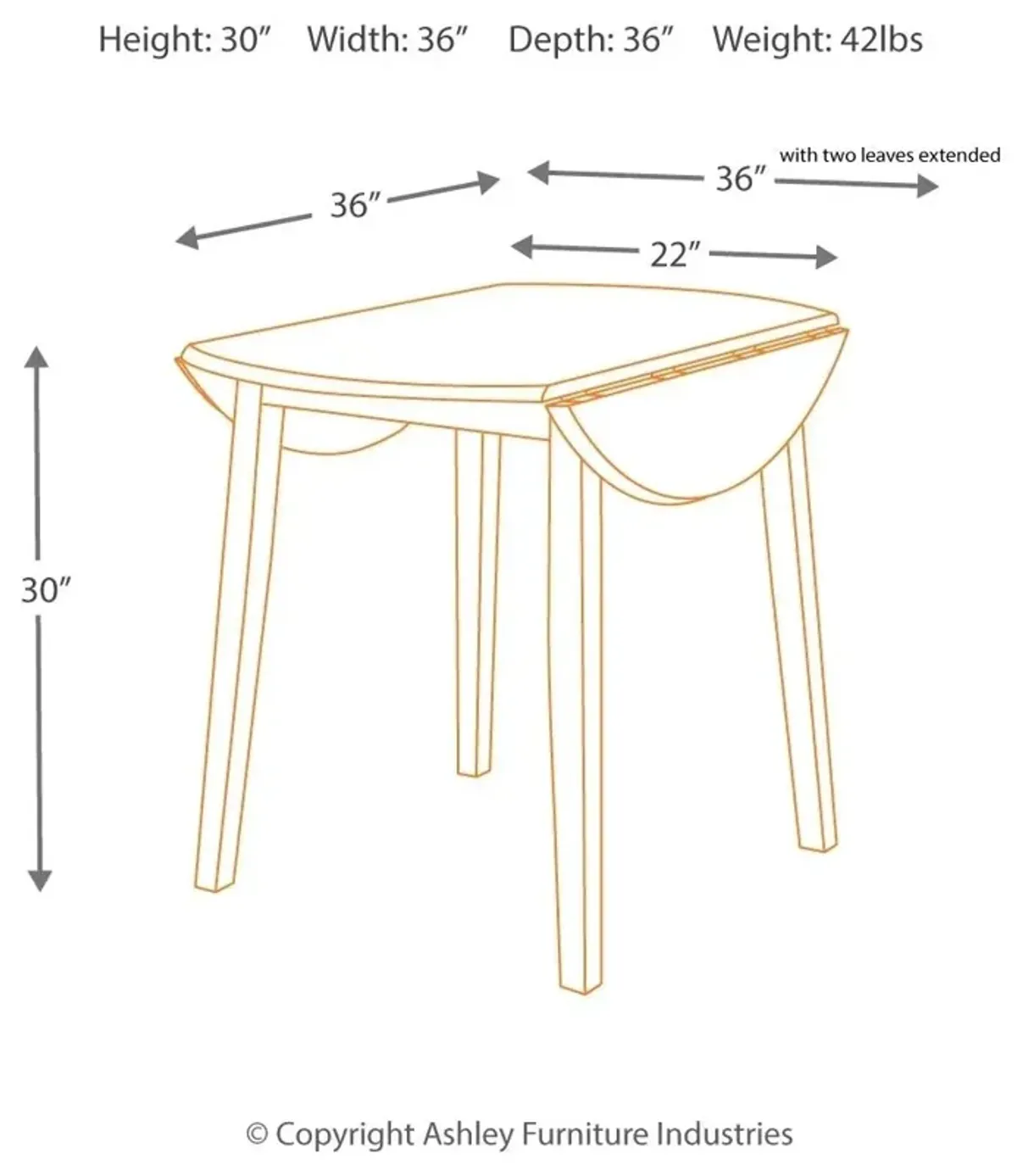 Hammis - Round Dining Drop Leaf Table Set