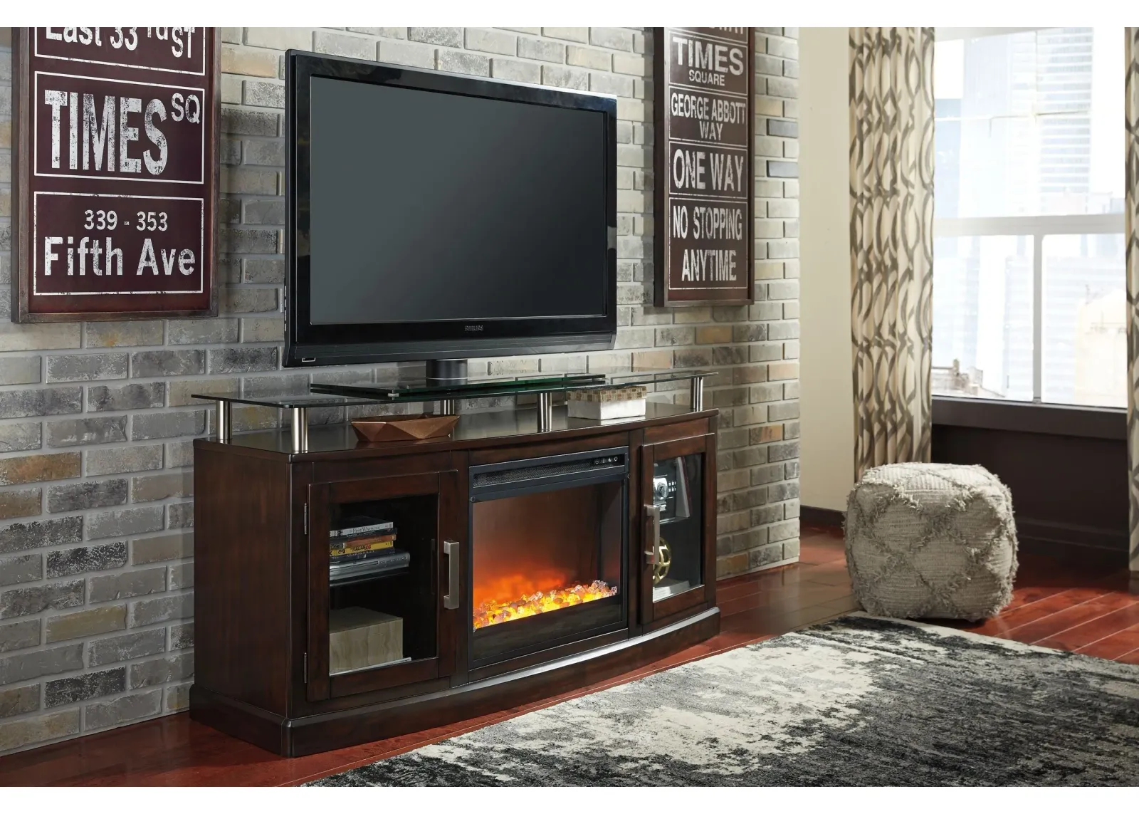 Chanceen - TV Stand With Fireplace Insert