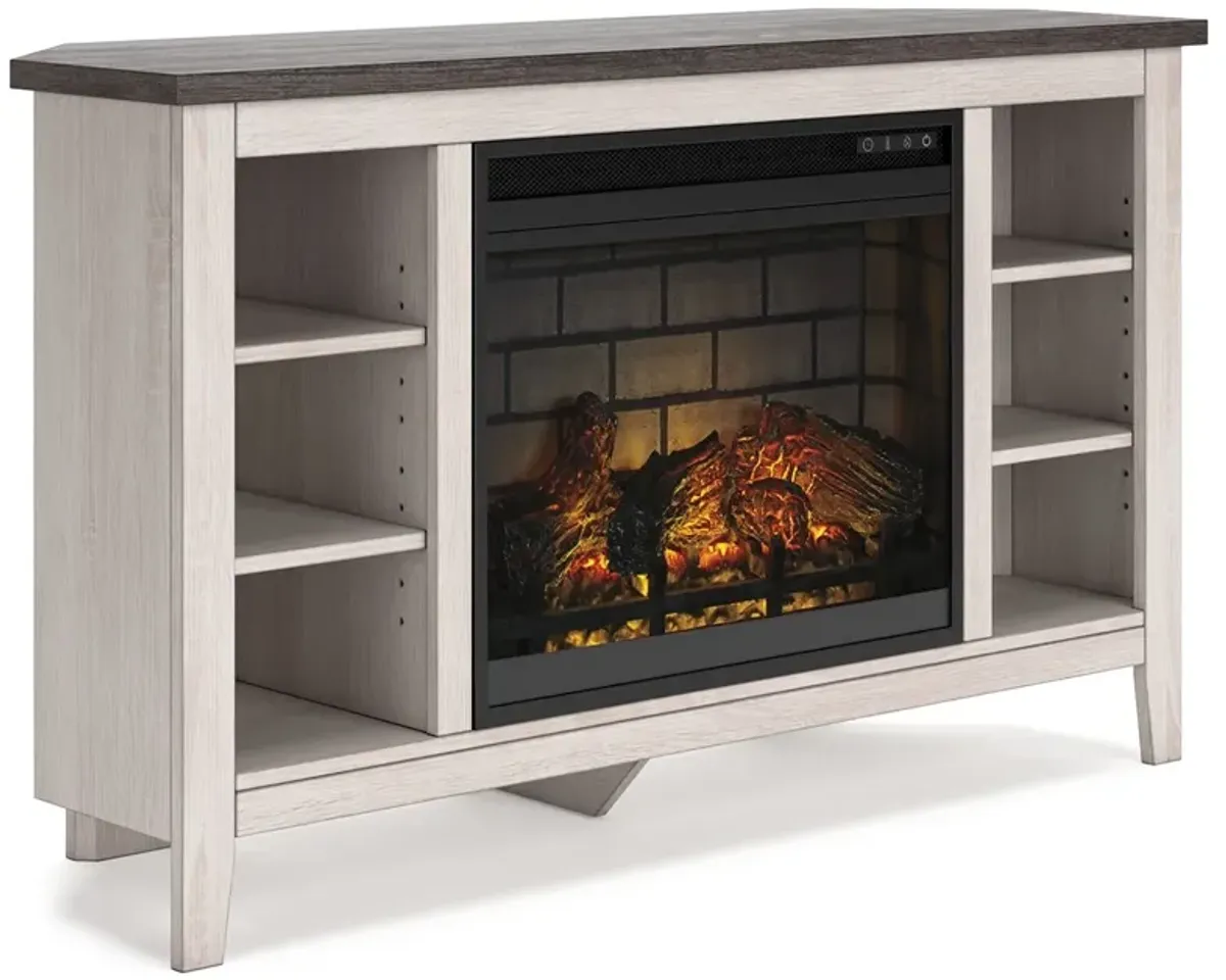 Dorrinson - Corner TV Stand With Fireplace Insert