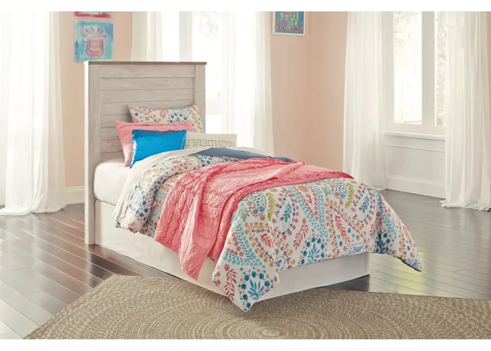 Willowton - Panel Headboard With Bolt On Bed Frame