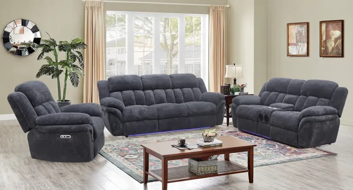 3 Piece Living Room Set: Power Reclining Sofa, Power Reclining Chair, Stationary Loveseat