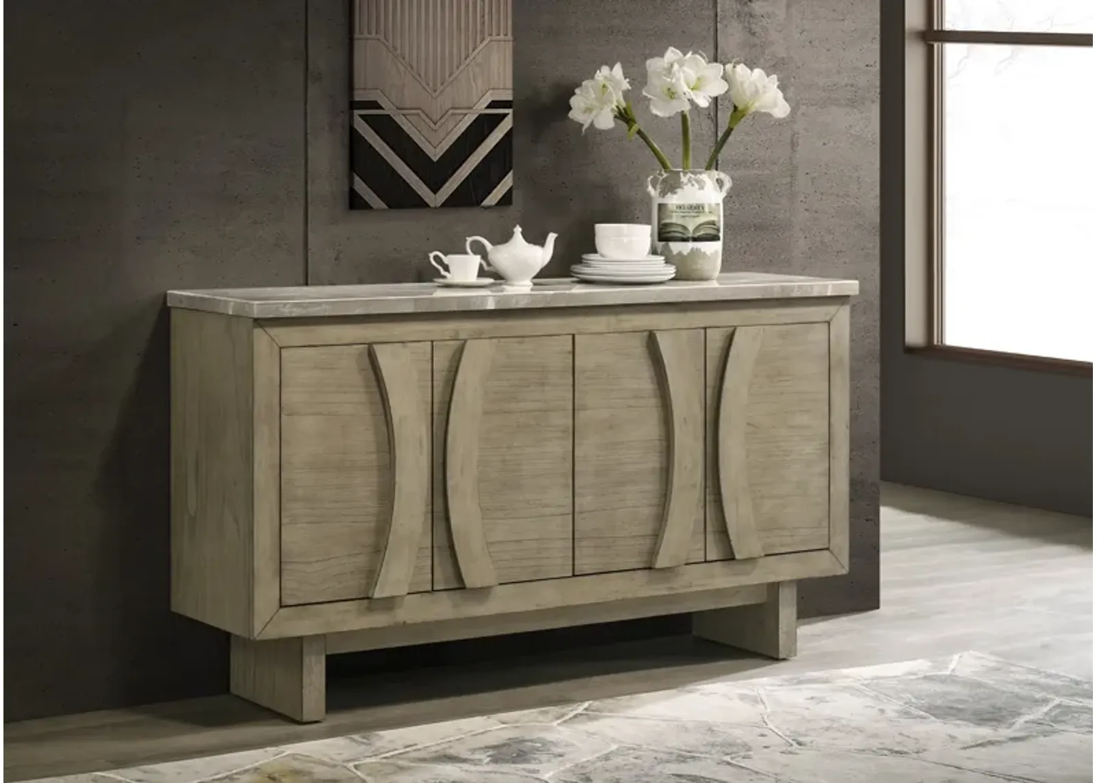 Sideboard with genuine marble top