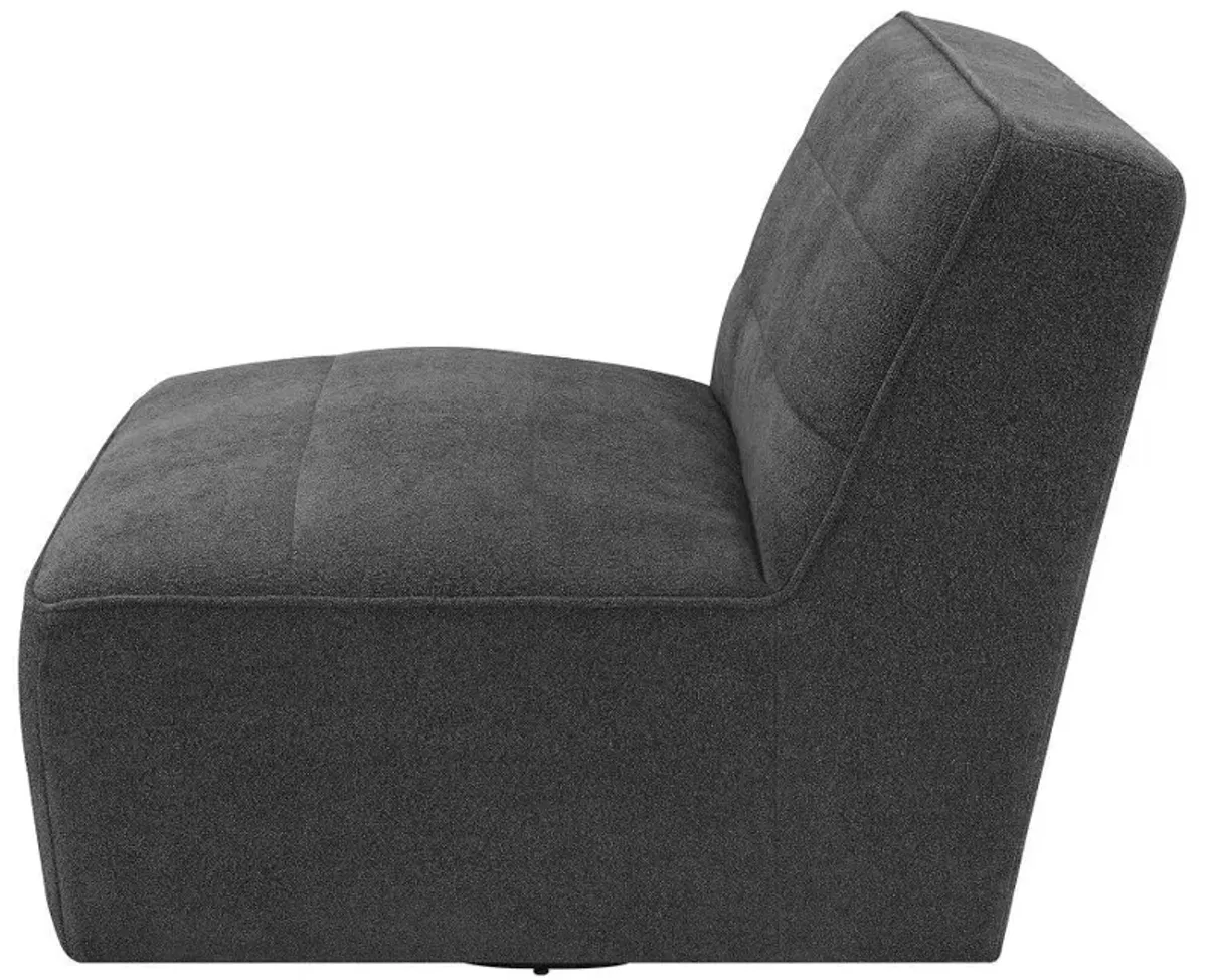 Cobie - Upholstered Armless Swivel Chair - Dark Charcoal
