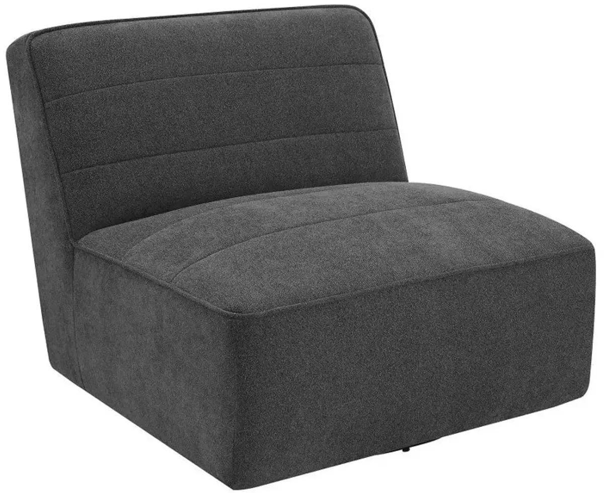 Cobie - Upholstered Armless Swivel Chair - Dark Charcoal