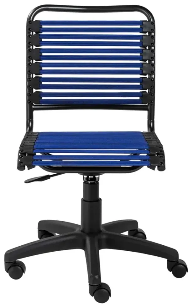 Flat Bungie Cord Low Back Rolling Office Chair - Blue