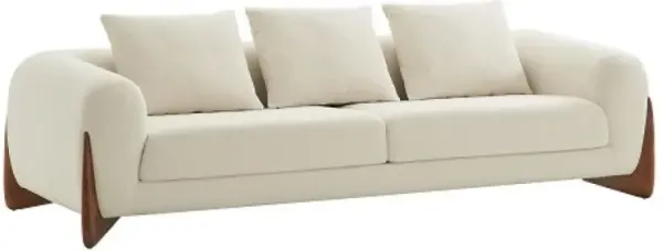 Standard Sofa 100" - Cream - Long Fabric and Walnut Wood