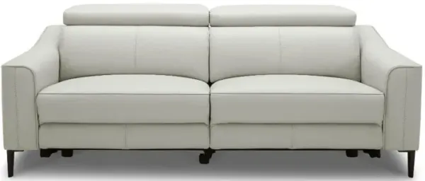 Genuine Leather and Black Reclining Sofa 74" - Gray