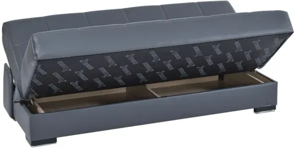 Faux Leather Convertible Futon Sleeper Sofa With Two Toss Pillows 75" - Brown