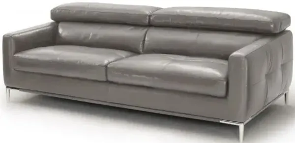 Genuine Leather and Silver Standard Sofa 79" - Dark Gray