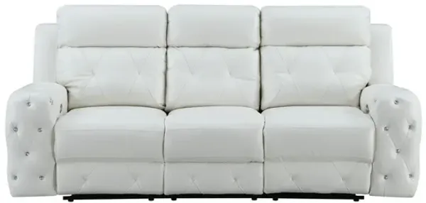 Faux Leather And Does Not Apply Reclining Usb Sofa - 87" White