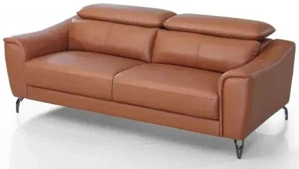 Urban 80" Brown Leather Adjustable Headrest Sofa