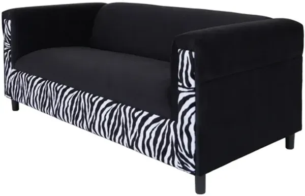 Suede Animal Print Sofa 72" - Black