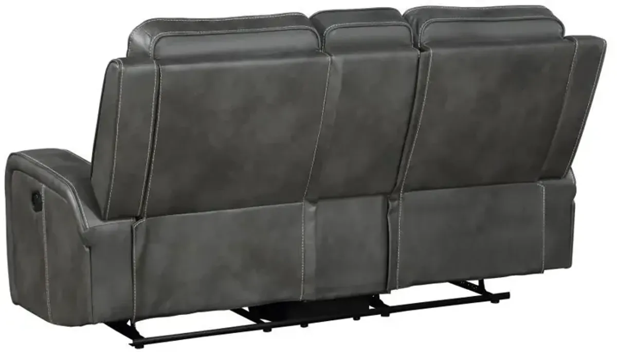 Raelynn - Upholstered Track Arm Motion Loveseat - Gray