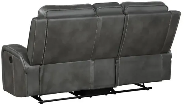 Raelynn - Upholstered Track Arm Motion Loveseat - Gray