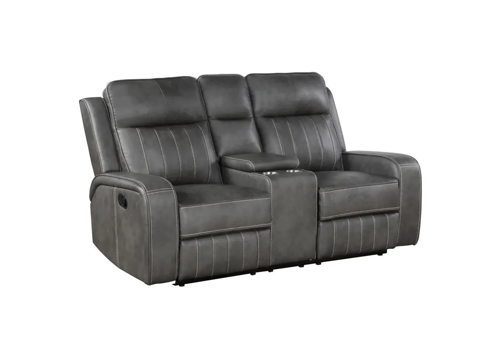 Raelynn - Upholstered Track Arm Motion Loveseat - Gray