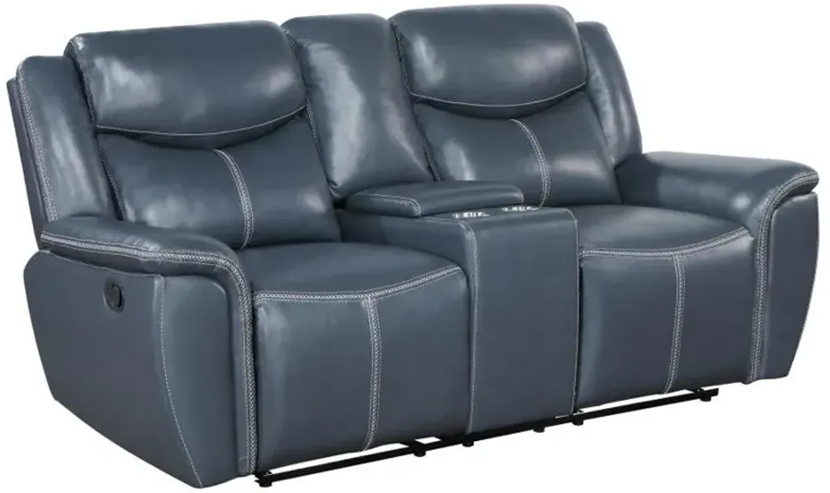 Sloane - Upholstered Padded Arm Reclining Loveseat - Blue