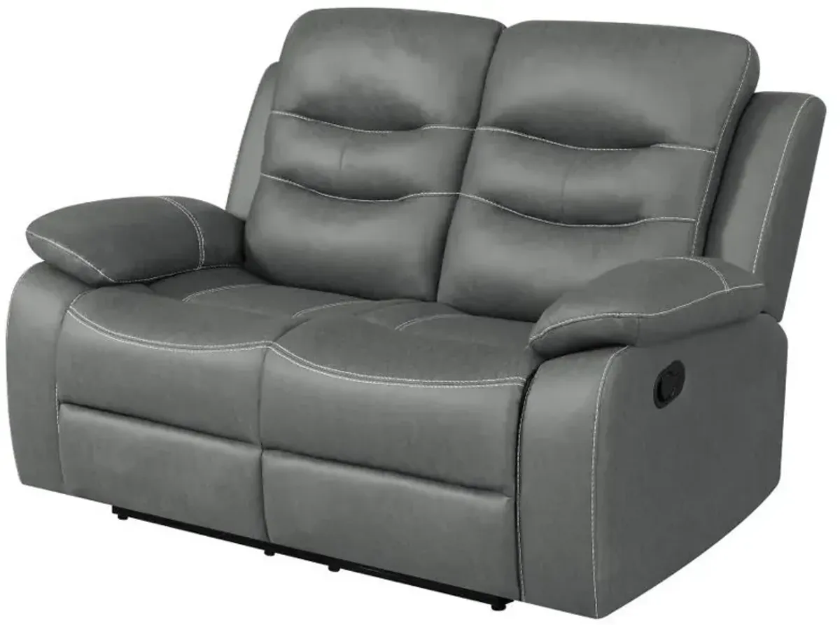 Nova - Upholstered Padded Arm Reclining Loveseat - Dark Gray