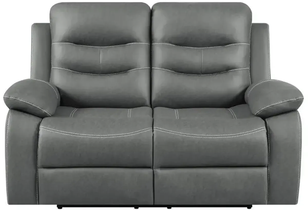 Nova - Upholstered Padded Arm Reclining Loveseat - Dark Gray