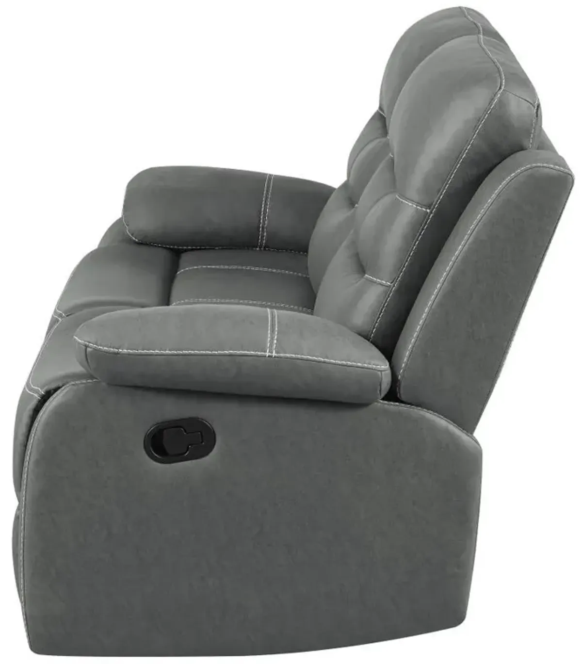 Nova - Upholstered Padded Arm Reclining Loveseat - Dark Gray