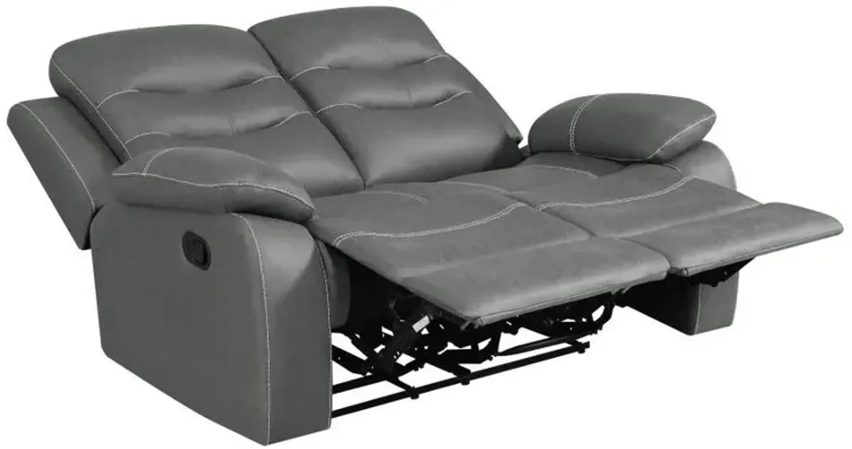 Nova - Upholstered Padded Arm Reclining Loveseat - Dark Gray