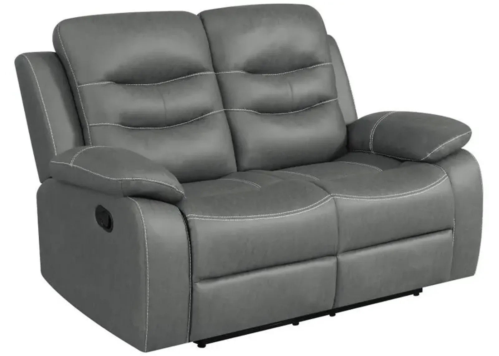 Nova - Upholstered Padded Arm Reclining Loveseat - Dark Gray