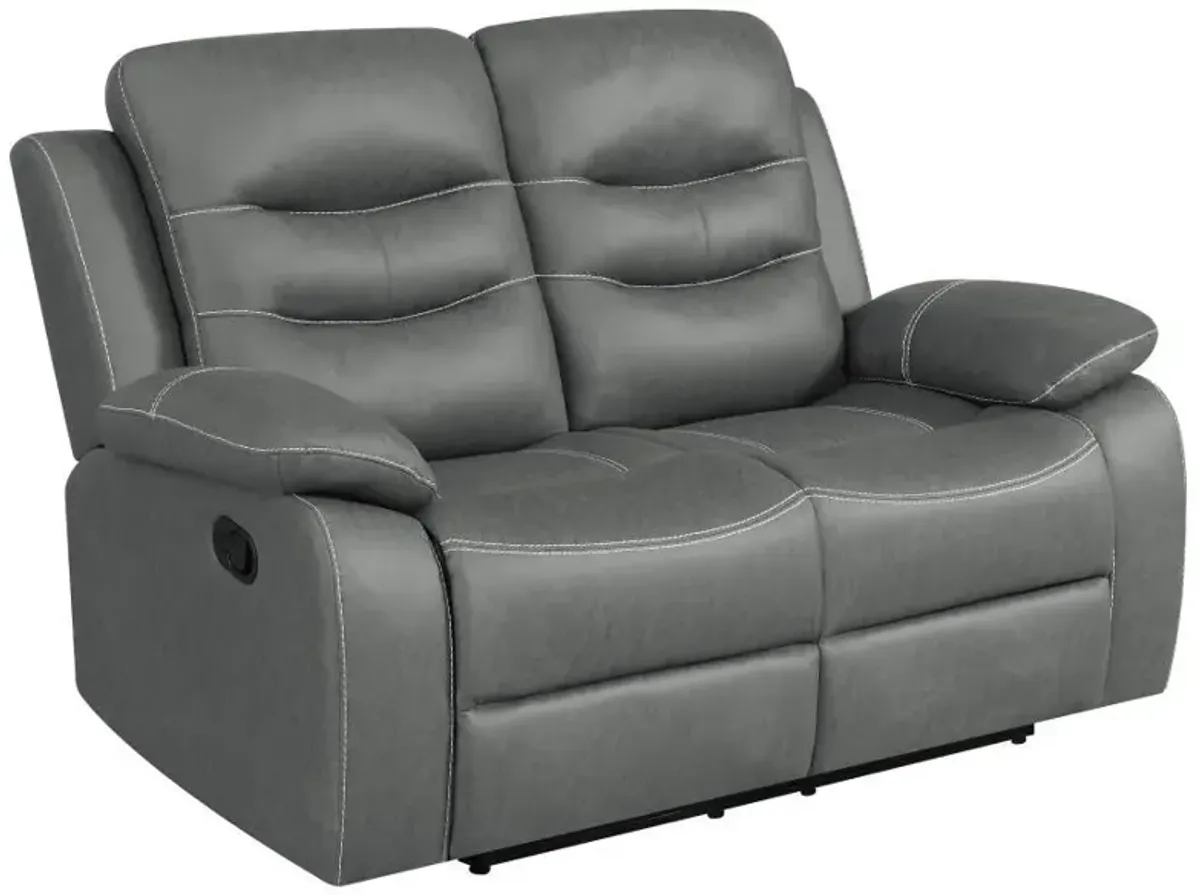 Nova - Upholstered Padded Arm Reclining Loveseat - Dark Gray