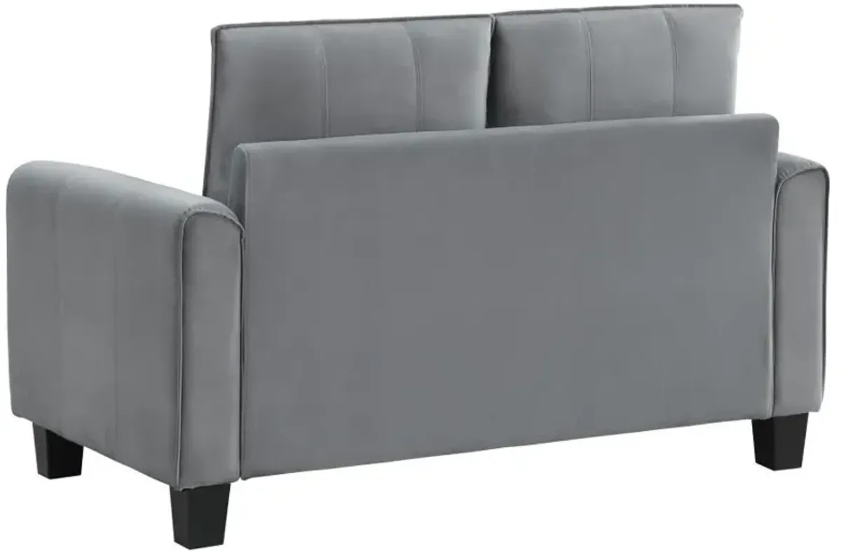 Davis - Upholstered Rolled Arm Loveseat - Gray