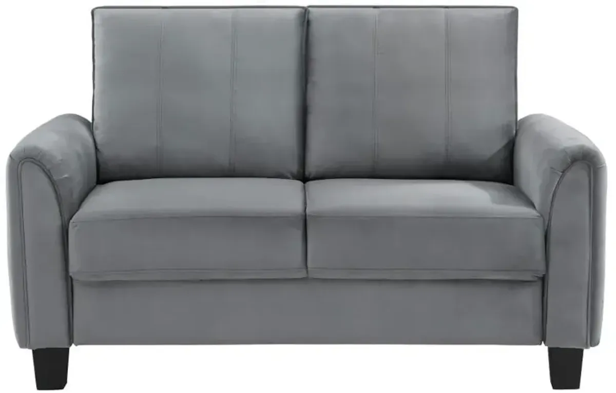 Davis - Upholstered Rolled Arm Loveseat - Gray