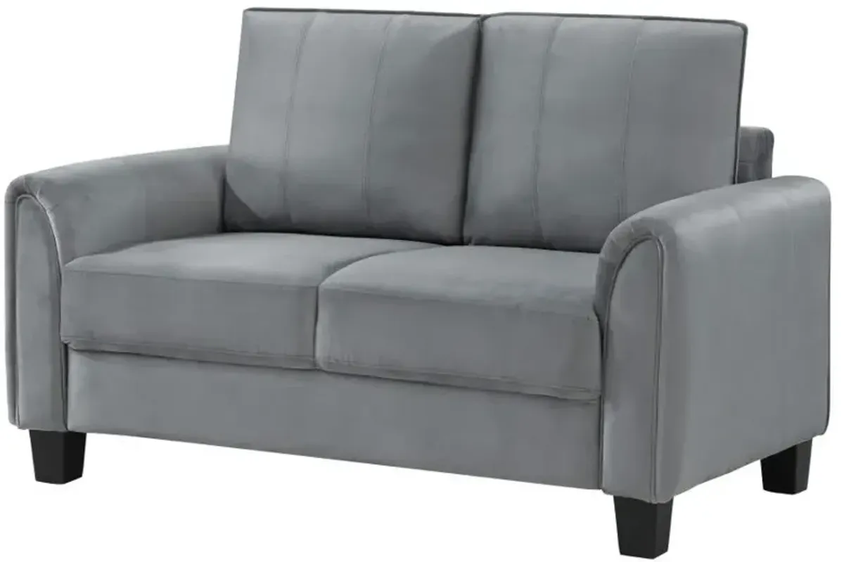 Davis - Upholstered Rolled Arm Loveseat - Gray