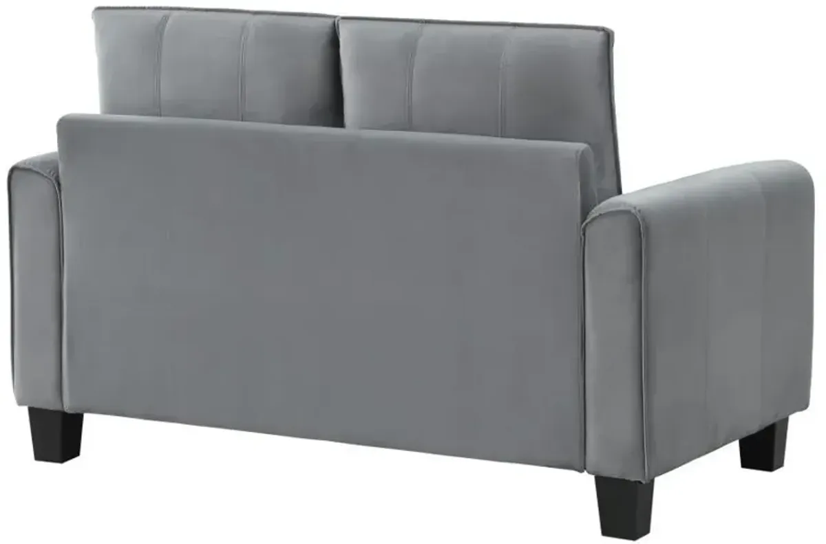 Davis - Upholstered Rolled Arm Loveseat - Gray