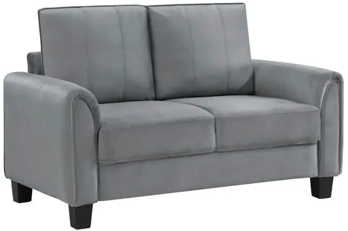 Davis - Upholstered Rolled Arm Loveseat - Gray