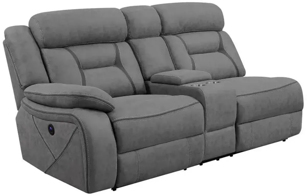 Higgins - Upholstered LAF Power Loveseat - Gray