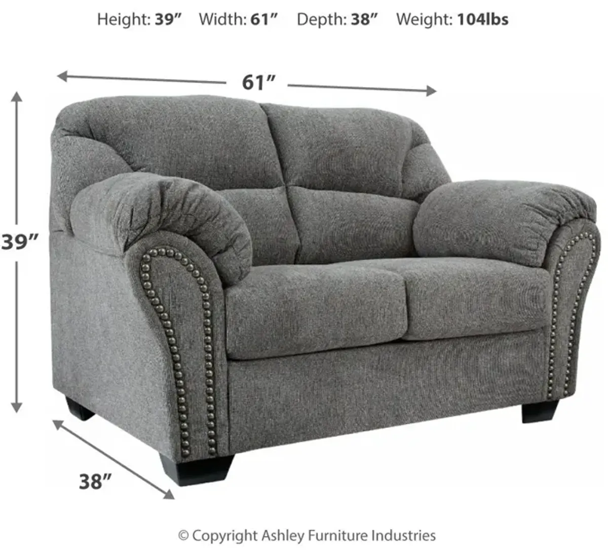 Allmaxx - Pewter - Loveseat