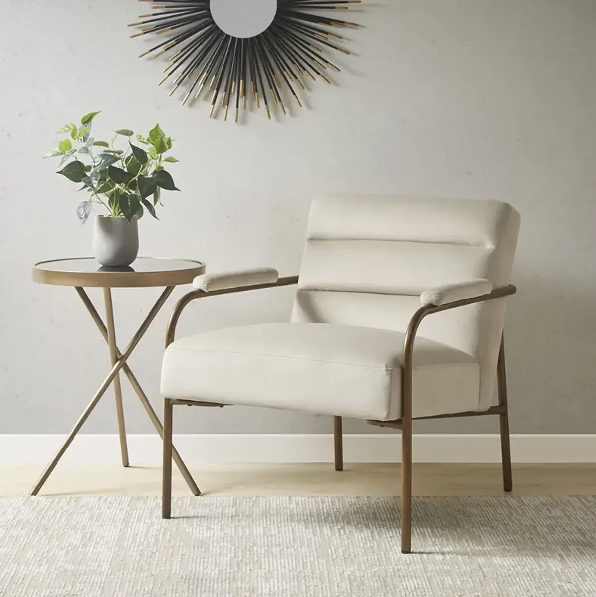 Lampert - Upholstered Open Arm Accent Chair - Beige