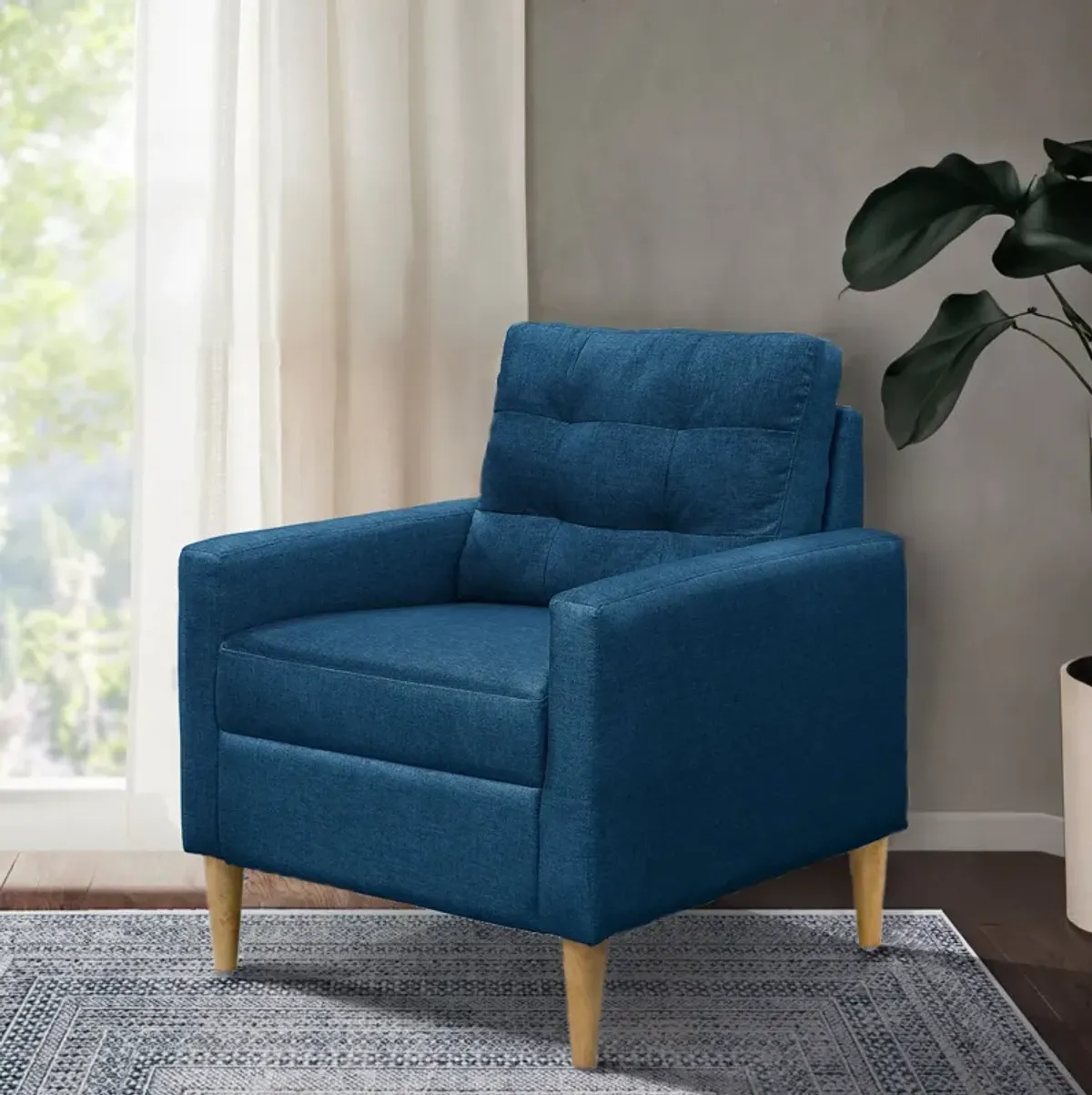 Dani - Tufted back Accent Chair - Denim Blue
