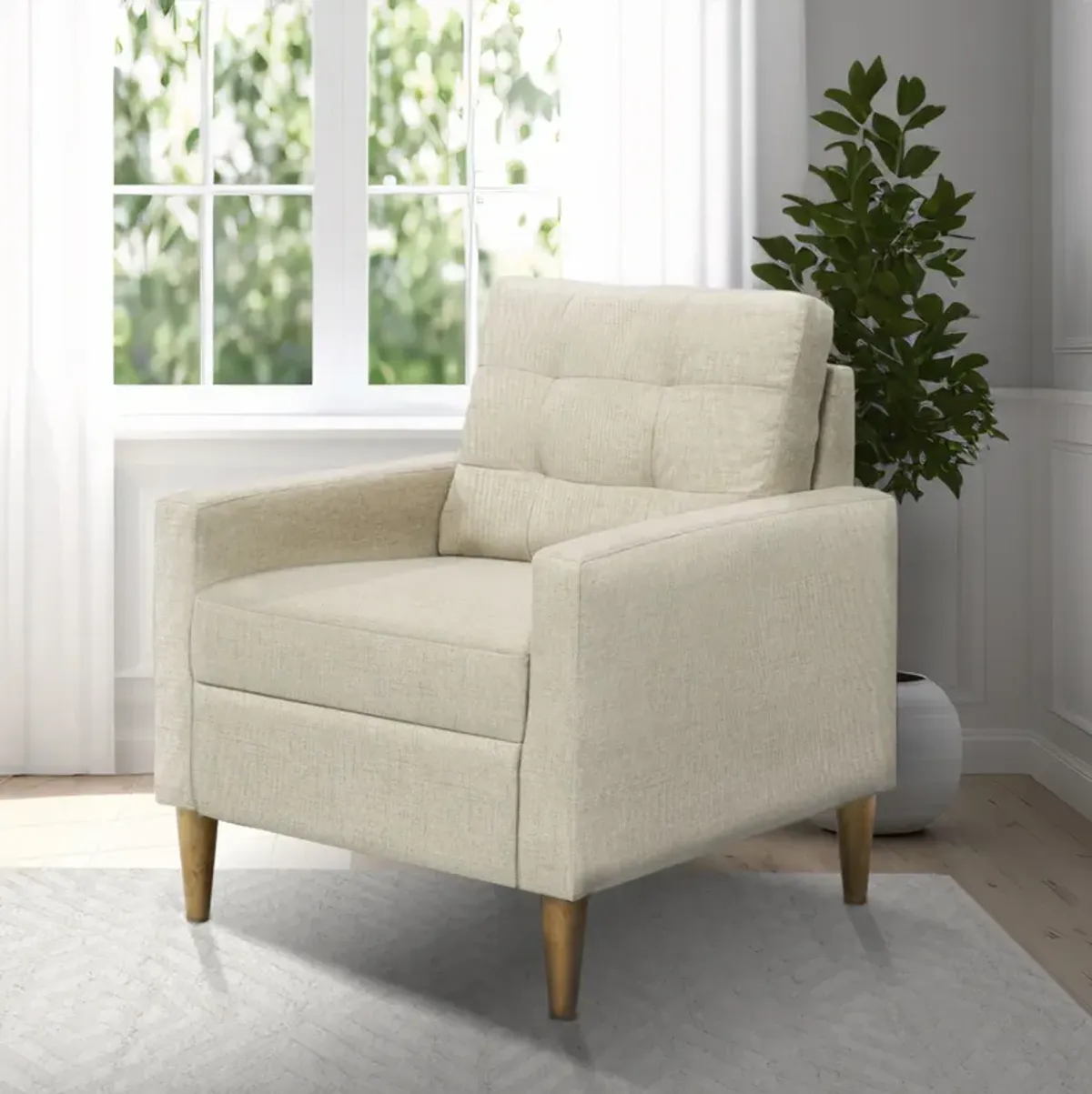 Dani - Tufted back Accent Chair - Cream