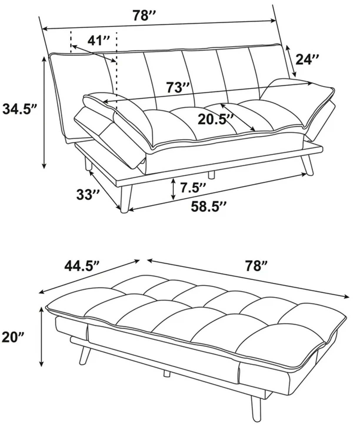 Laredo - Upholstered Tufted Convertible Sofa Bed