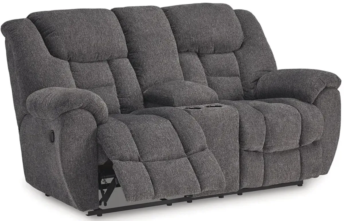 Foreside - Charcoal - Dbl Reclining Loveseat With Console