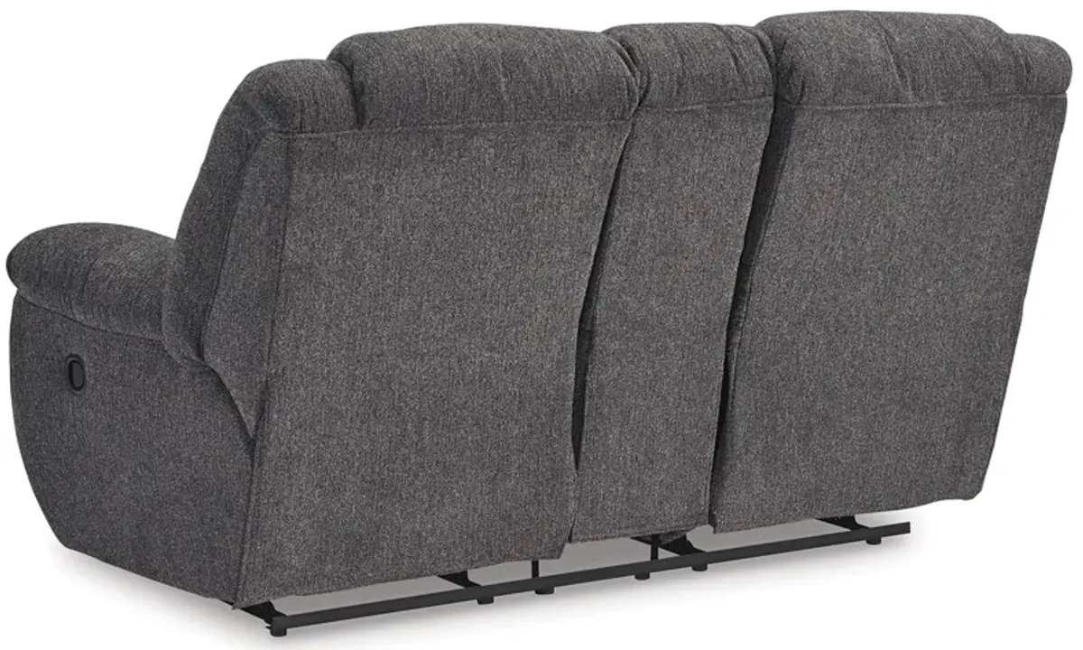 Foreside - Charcoal - Dbl Reclining Loveseat With Console