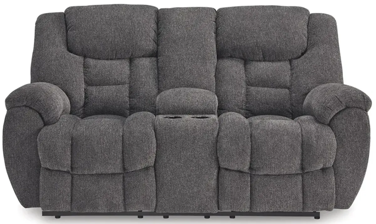 Foreside - Charcoal - Dbl Reclining Loveseat With Console