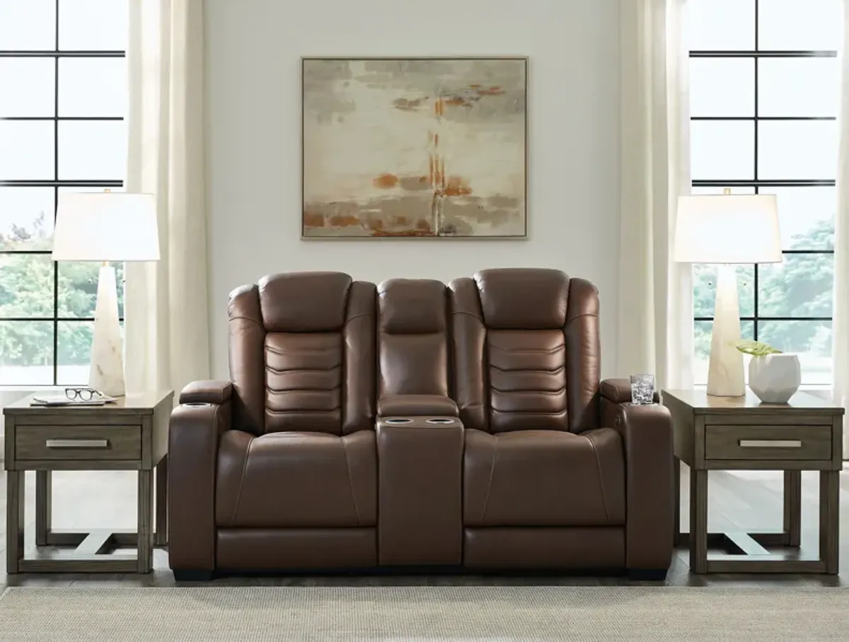 High Impact - Tobacco - Power Reclining Loveseat With Console / Adj Hdrst