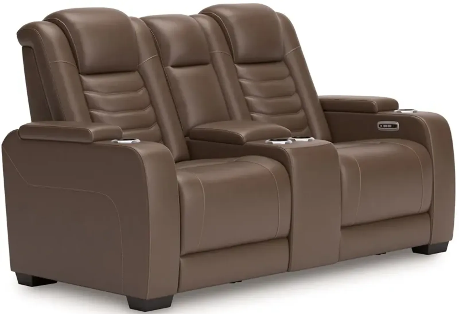 High Impact - Tobacco - Power Reclining Loveseat With Console / Adj Hdrst