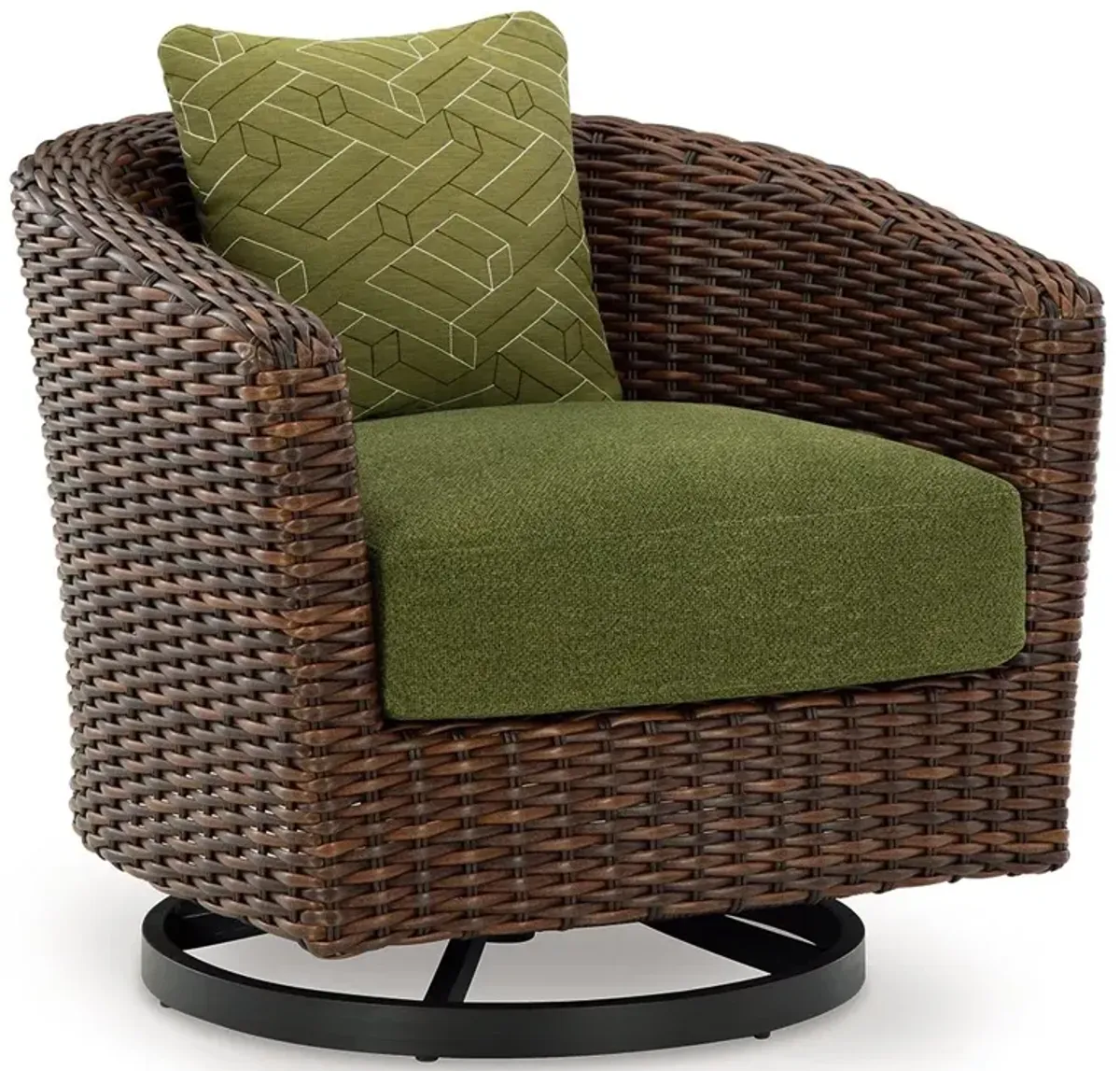 Horizon Hall - Brown / Green - Swivel Lounge With Cushion