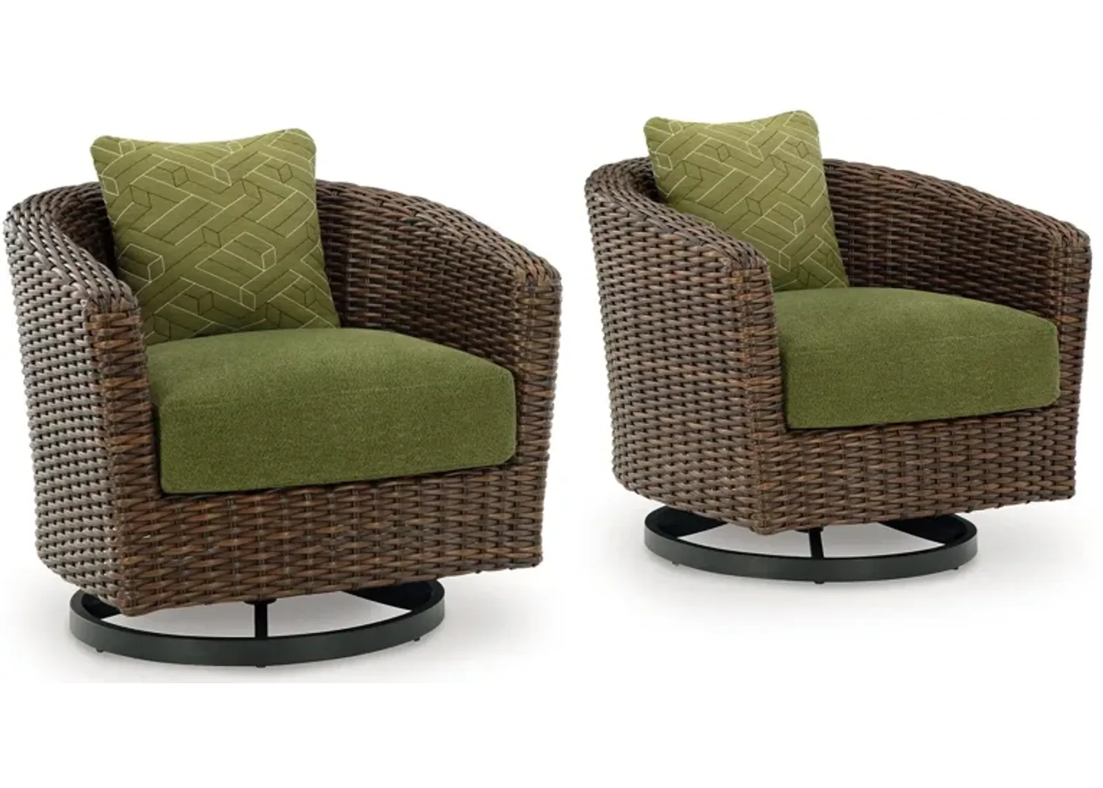 Horizon Hall - Brown / Green - Swivel Lounge With Cushion