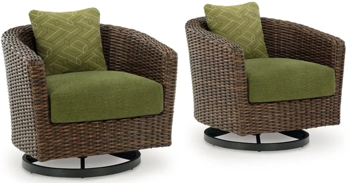 Horizon Hall - Brown / Green - Swivel Lounge With Cushion