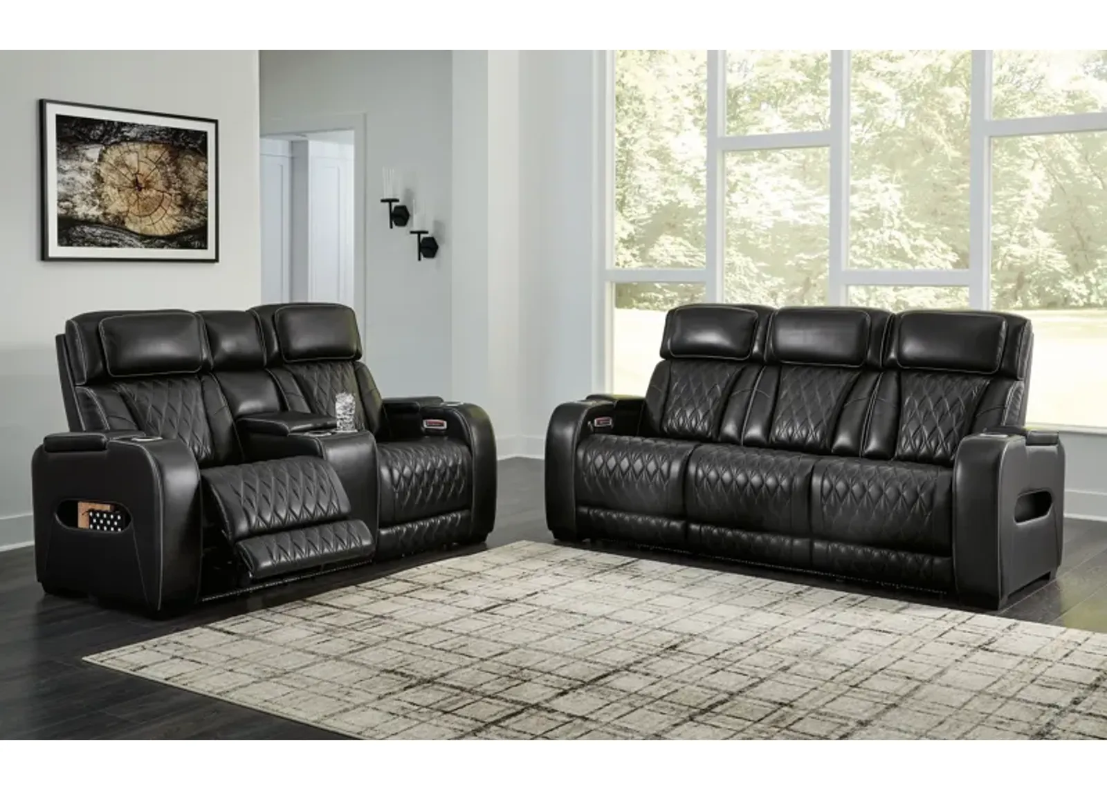 Boyington - Black - 2 Pc. - Power Reclining Sofa And Loveseat