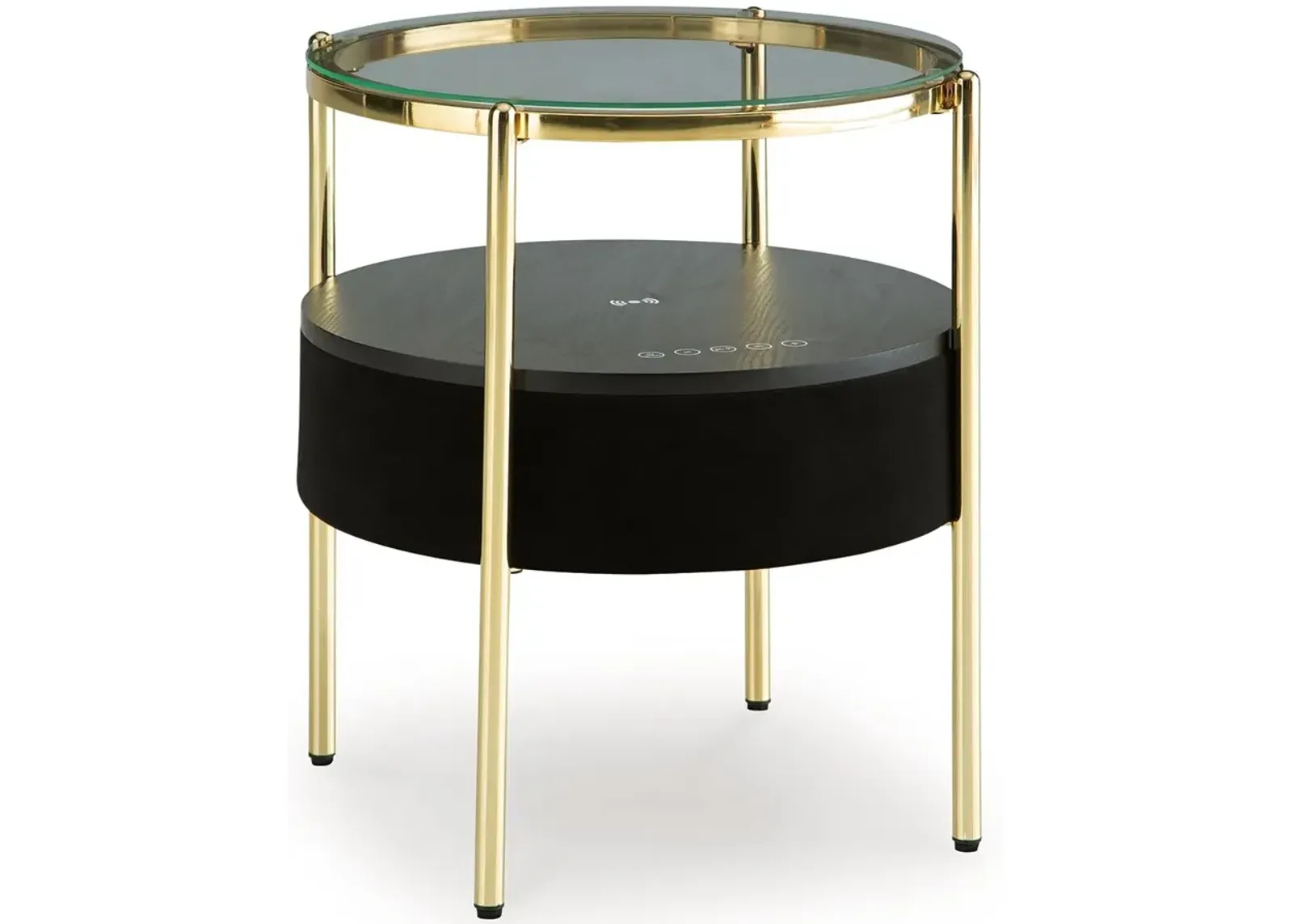 Nedman - Black / Gold Finish - Accent Table With Speaker