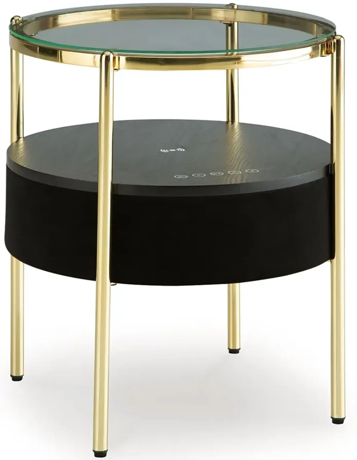 Nedman - Black / Gold Finish - Accent Table With Speaker