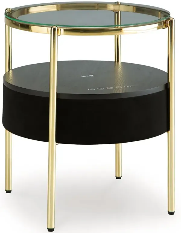 Nedman - Black / Gold Finish - Accent Table With Speaker